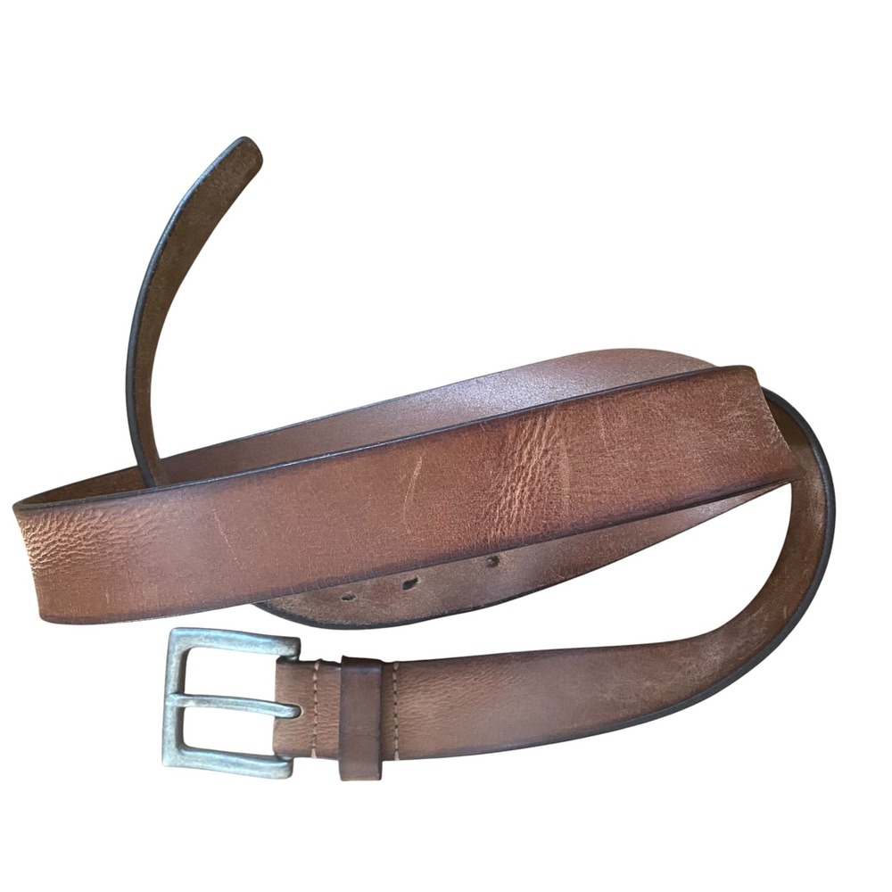 Stone Mountain Mens Brown Leather Belt Distressed Rugged Buckle Western XL42-44‎ - Picture 10 of 10